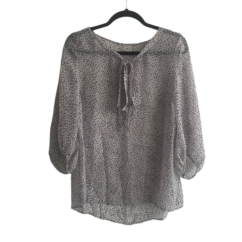 Silk Popover Blouse Grey Blue Medium